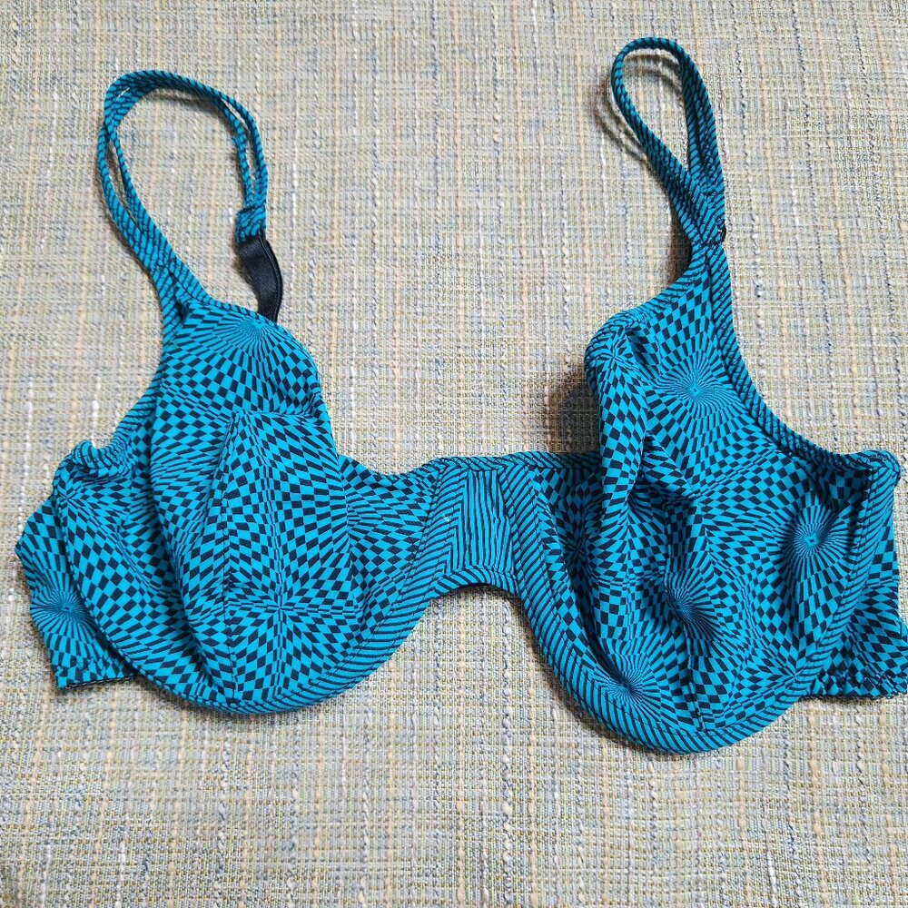 Victoria's Secret Womens 36B Black Blue Wired Bra / Swim Bikini Top